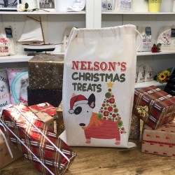 Personalised Dog Santa Sack - English Bull Terrier - Nelson Design